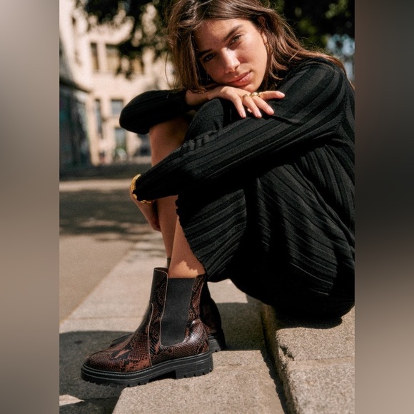 Sézane Lena Low Boots in Brown Phyton Print FR 39 / US 8 - Picture 7 of 7